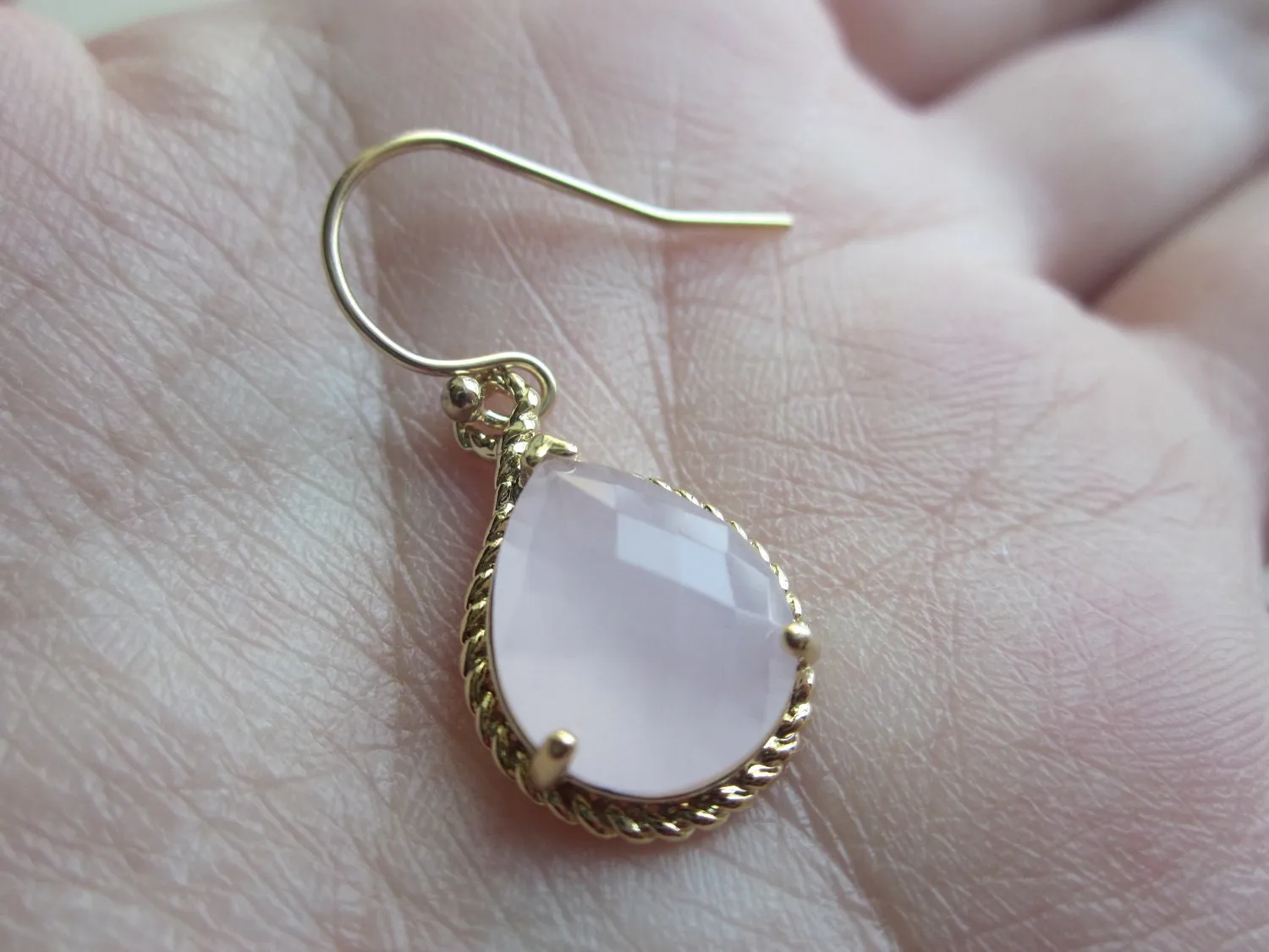 Pink Opal Earrings Gold Pink Teardrop Earrings Bridesmaid Earrings Wedding Earrings Valentines Day Gift