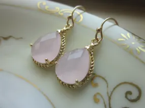 Pink Opal Earrings Gold Pink Teardrop Earrings Bridesmaid Earrings Wedding Earrings Valentines Day Gift