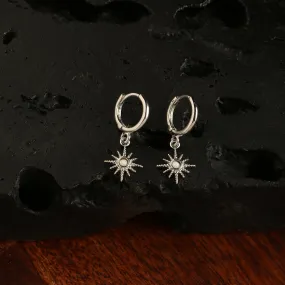 Platinum Plated Opal Starburst Hoops Earring For Women By Accessorize London