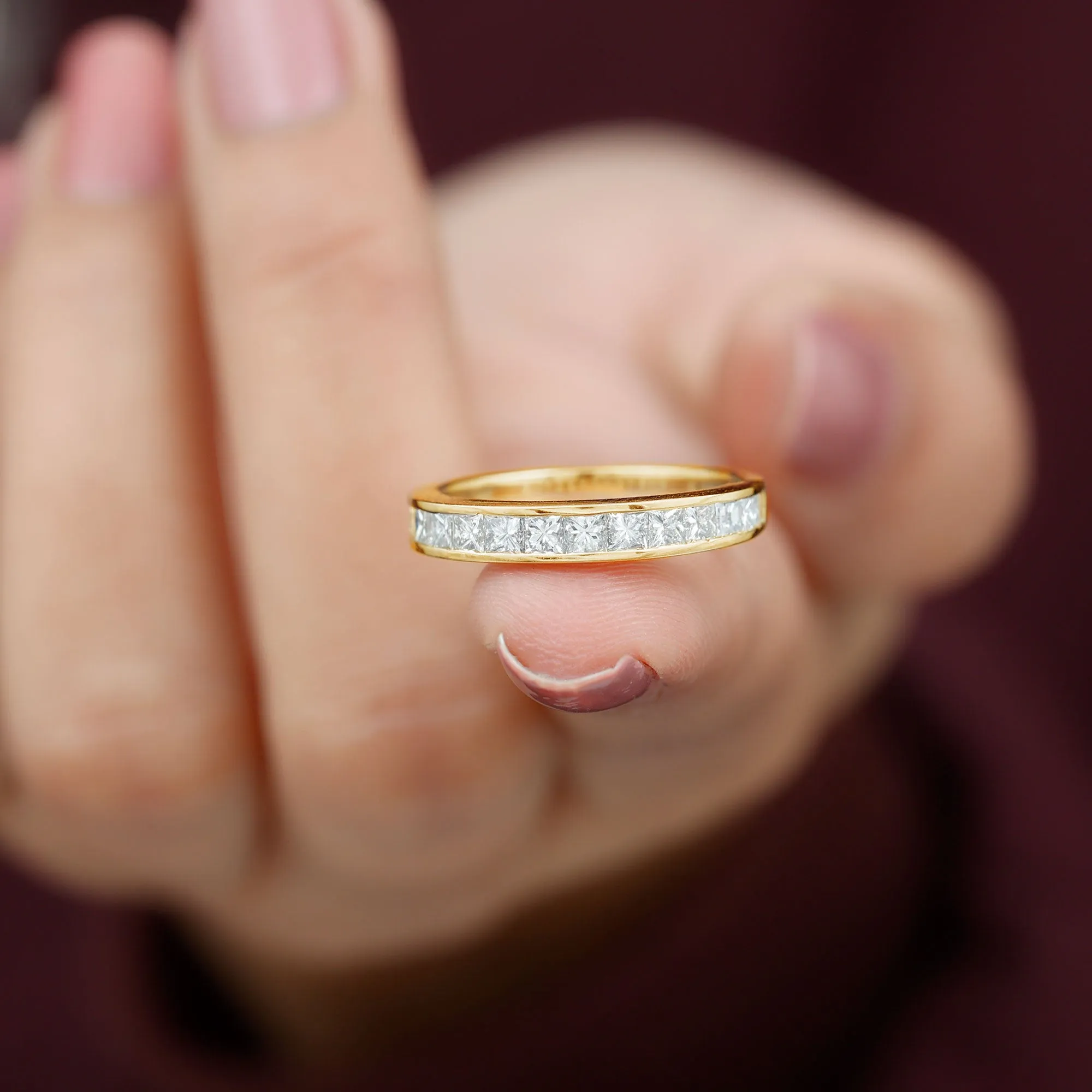 Princess Cut Diamond Semi Eternity Ring in Channel Setting
