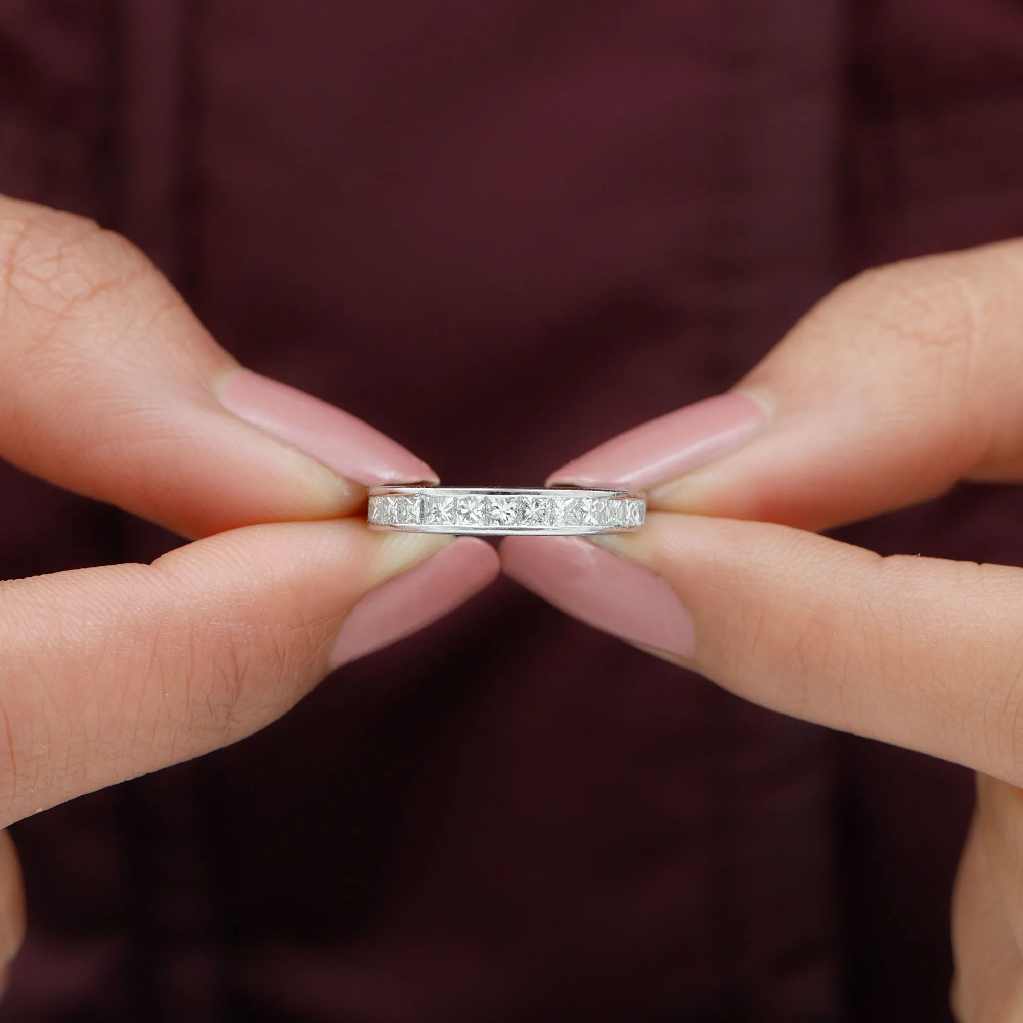 Princess Cut Diamond Semi Eternity Ring in Channel Setting
