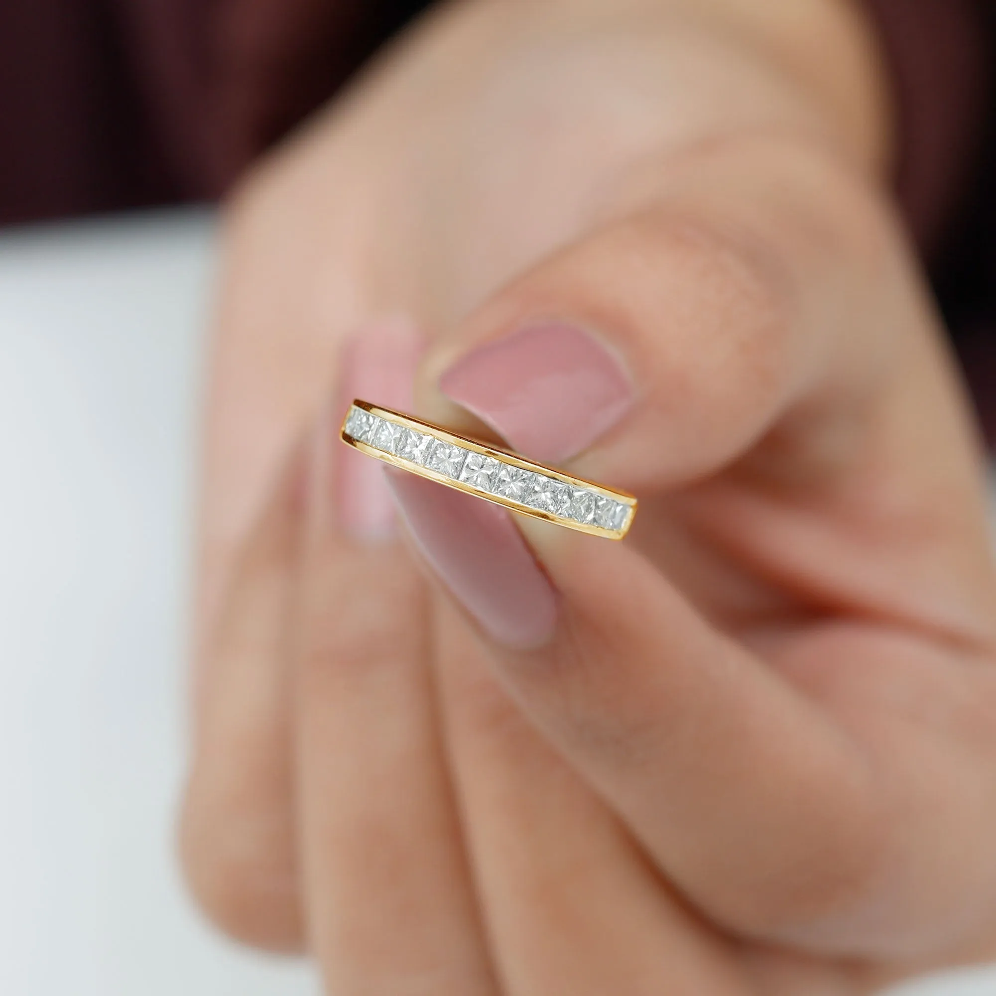 Princess Cut Diamond Semi Eternity Ring in Channel Setting