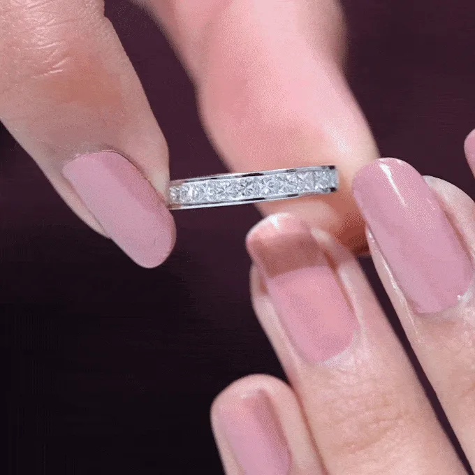 Princess Cut Diamond Semi Eternity Ring in Channel Setting