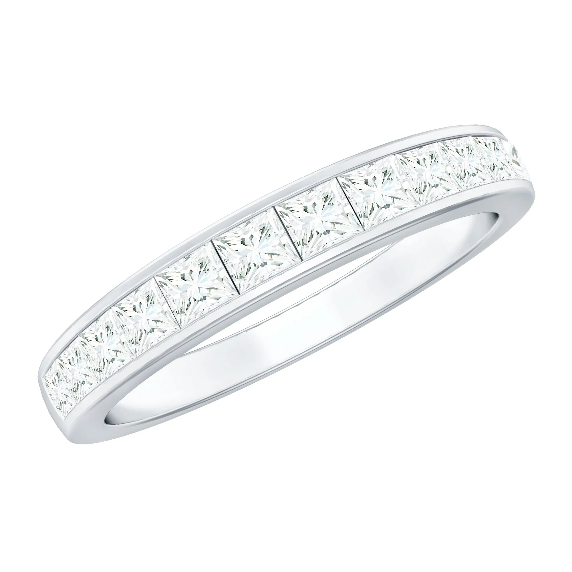 Princess Cut Diamond Semi Eternity Ring in Channel Setting
