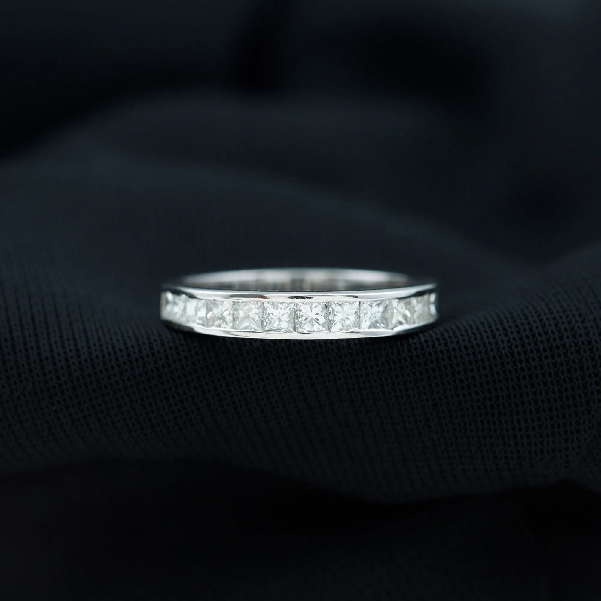 Princess Cut Diamond Semi Eternity Ring in Channel Setting