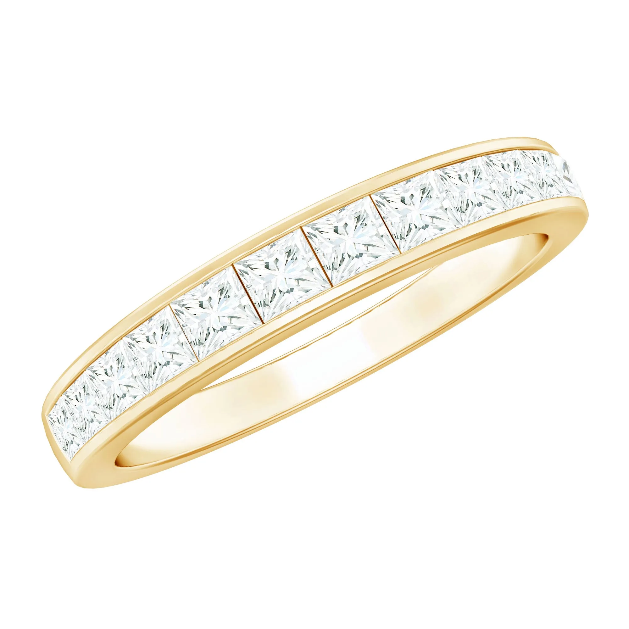Princess Cut Diamond Semi Eternity Ring in Channel Setting