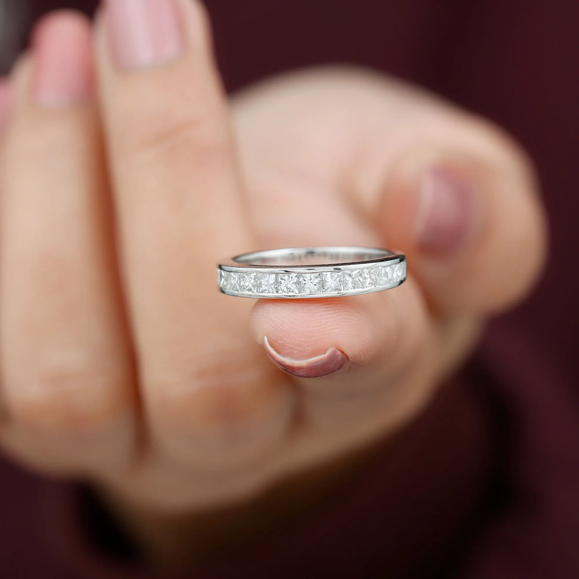 Princess Cut Diamond Semi Eternity Ring in Channel Setting