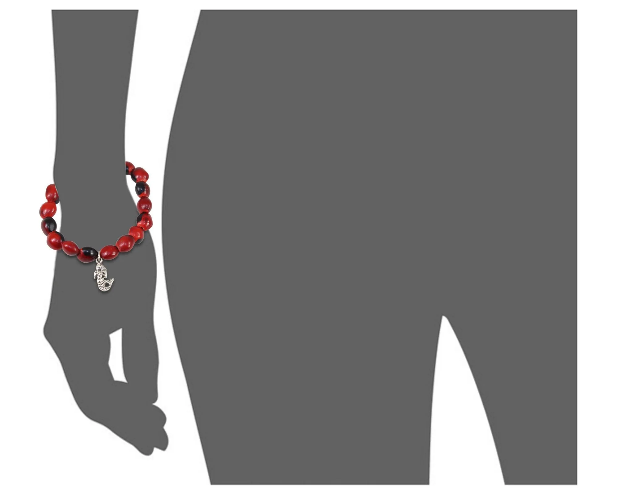 Princess Mermaid Sealife Charm Stretchy Bracelet w/Meaningful Good Luck Huayruro Seeds