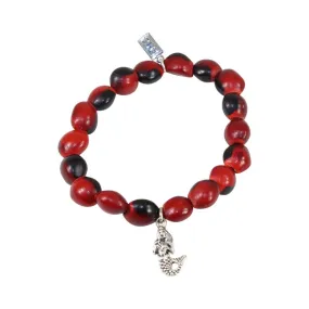 Princess Mermaid Sealife Charm Stretchy Bracelet w/Meaningful Good Luck Huayruro Seeds