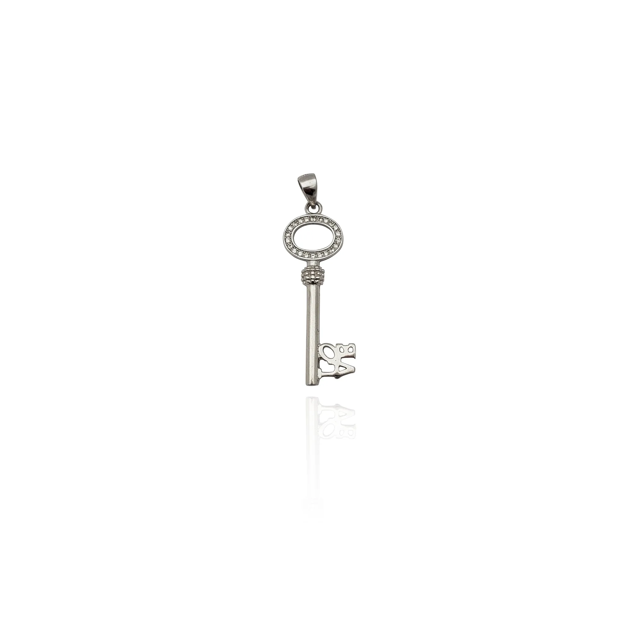 "Love" Key CZ Pendant (Silver)