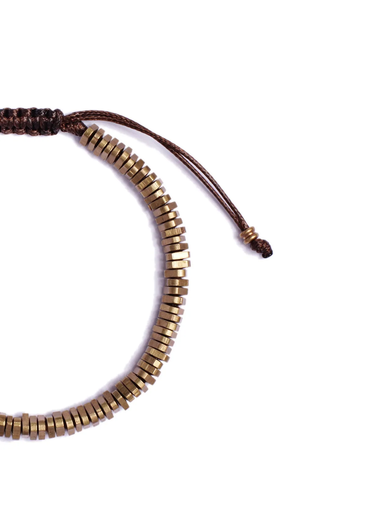 Raw Brass Triangles Beaded Men's Bracelet