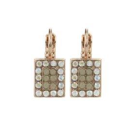 Rectangle Pavé Leverback Earrings in "Peace" - Rose Gold
