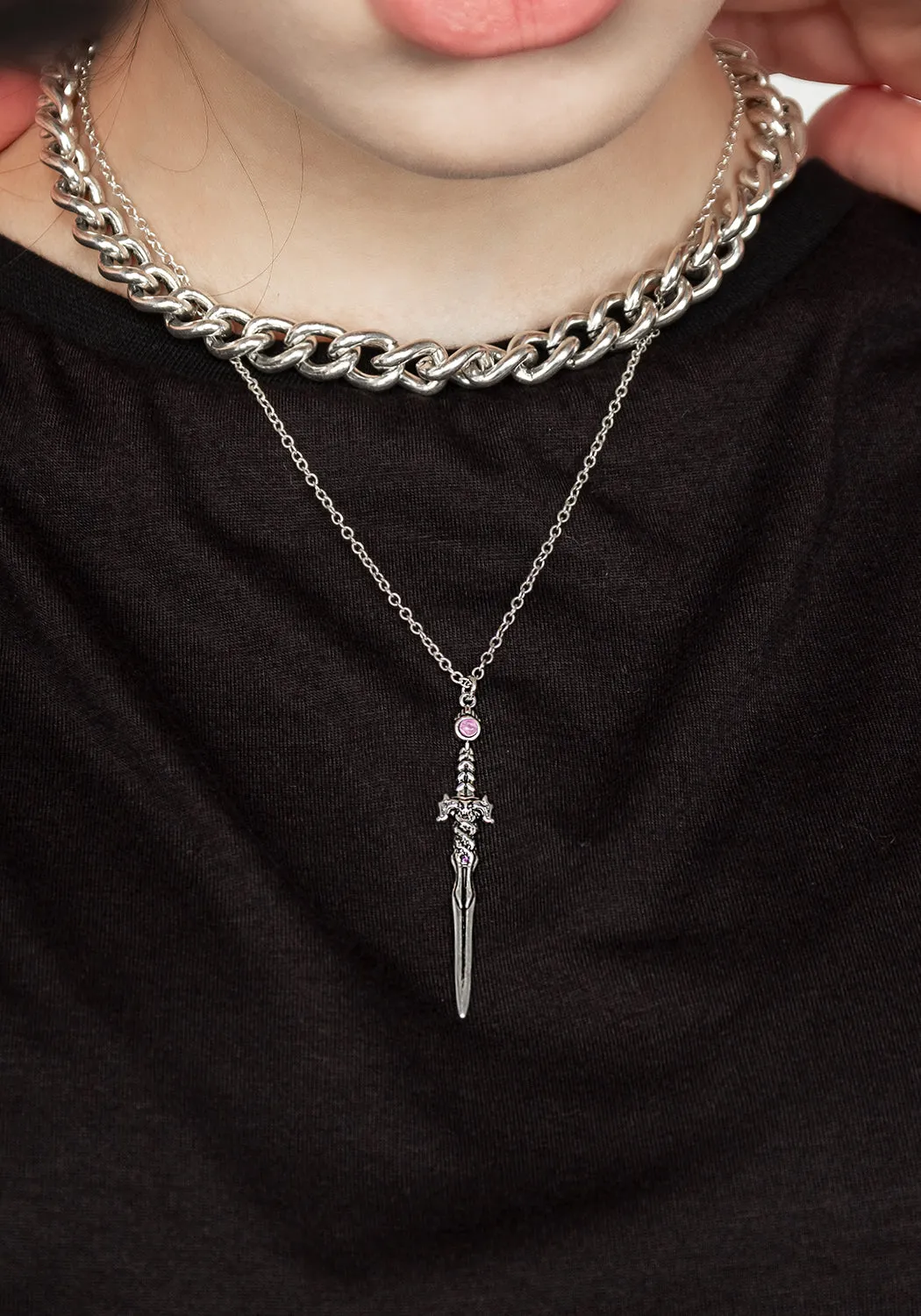RITUAL DAGGER AMETHYST PENDANT NECKLACE