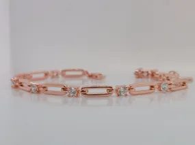 Rose Oval Open Link CZ Bracelet