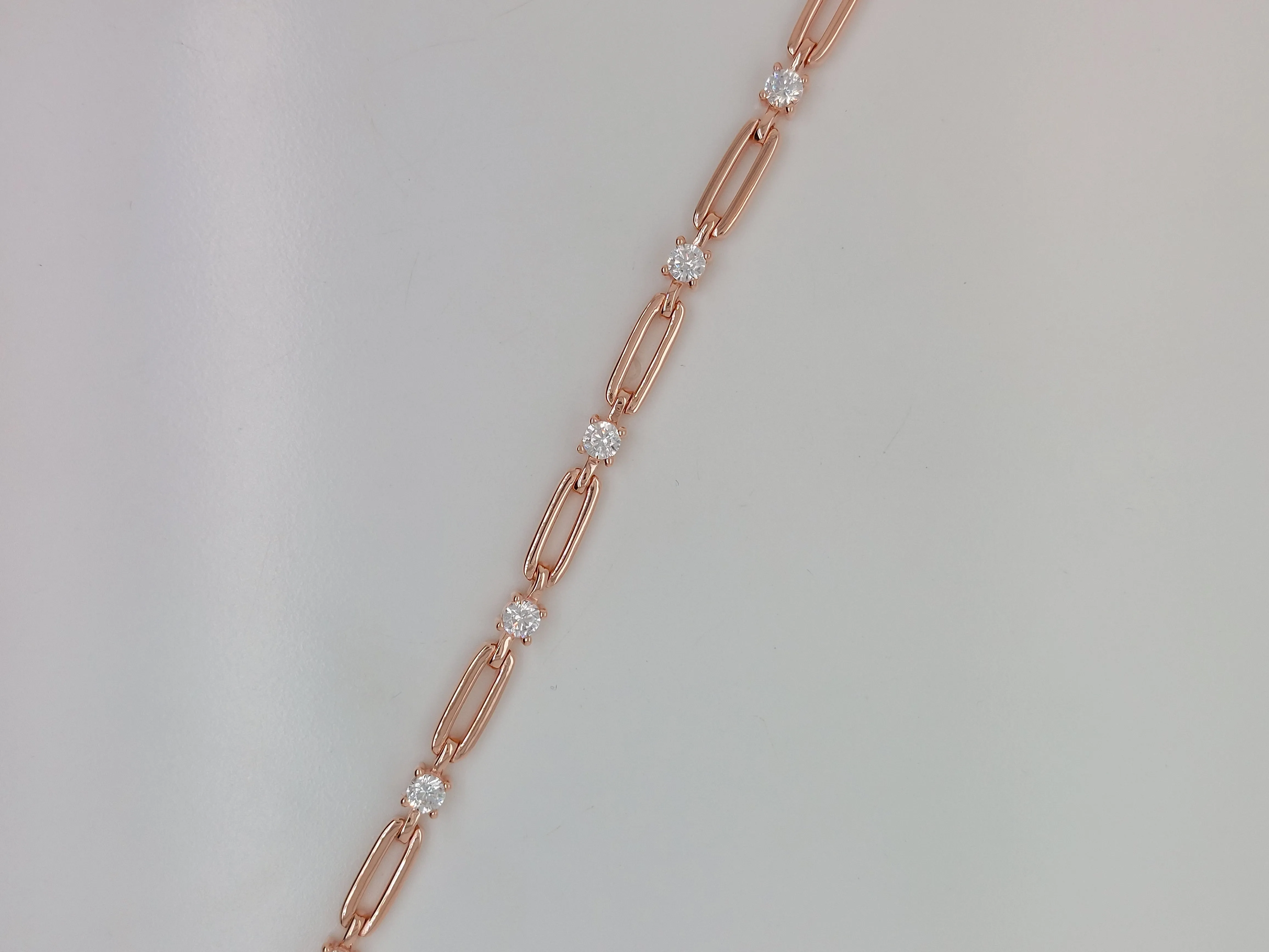 Rose Oval Open Link CZ Bracelet
