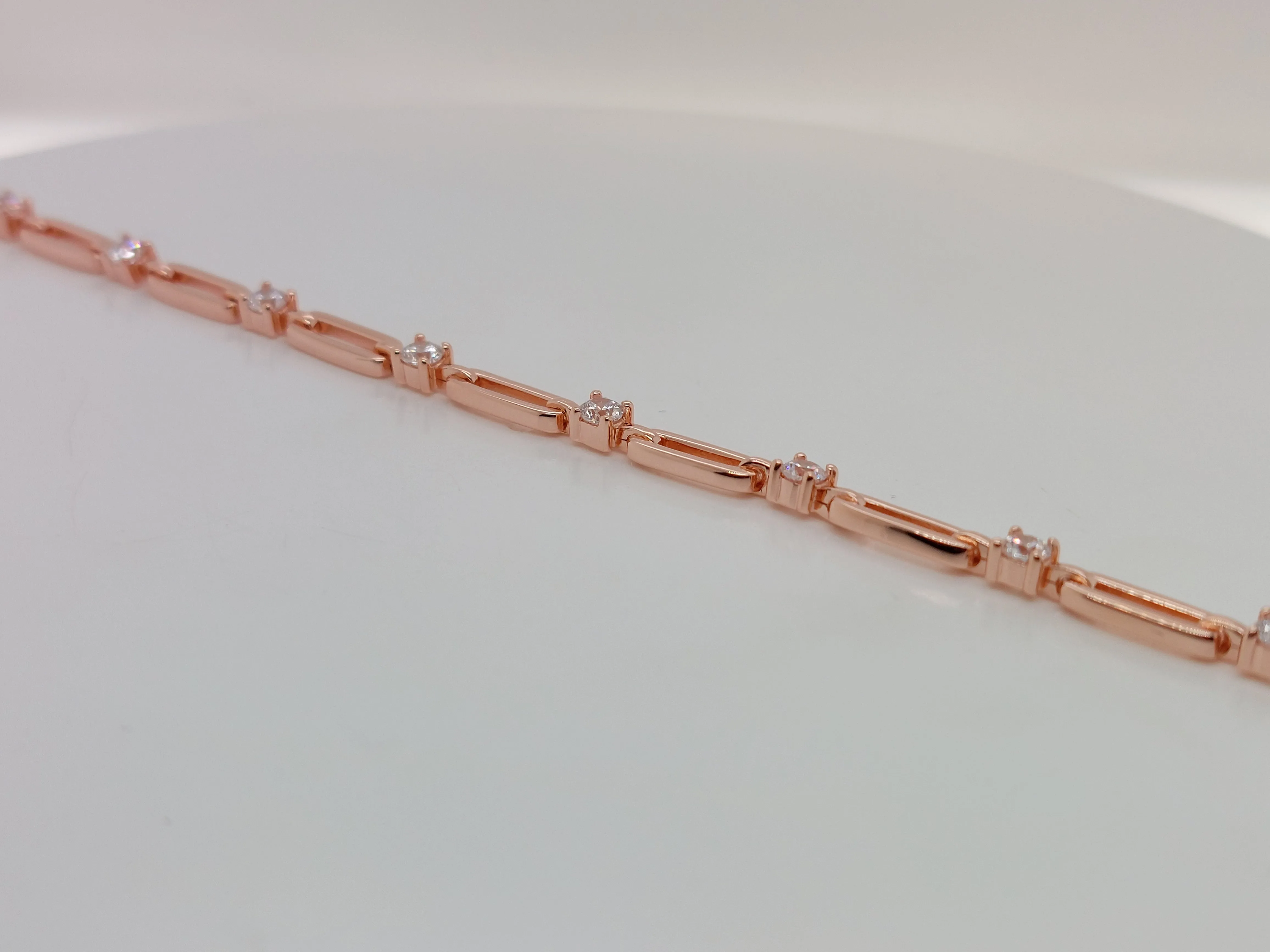Rose Oval Open Link CZ Bracelet