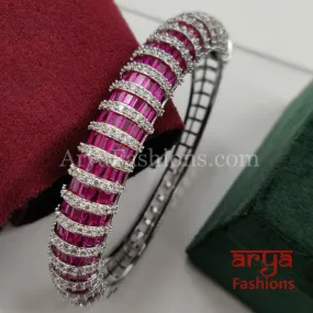 Ruby Silver Monalisa Stones CZ Bracelet/ Emerald Green CZ Bracelet