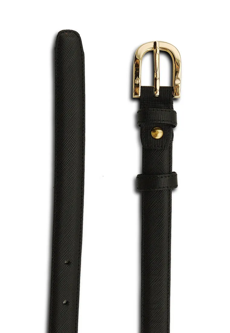 Saffiano Leather Girl’s Skinny Belt - Classic Black