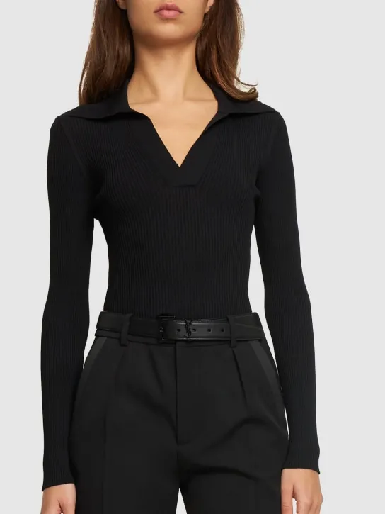 Saint Laurent   3cm Cassandre leather belt 