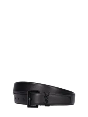 Saint Laurent   3cm Cassandre leather belt 