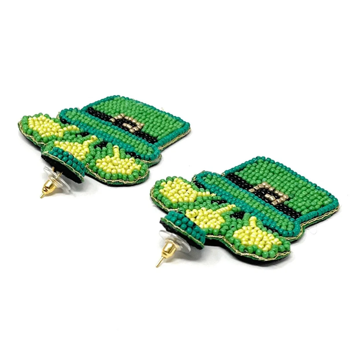 Saint Patrick's Pop Up Hat Beaded Earrings