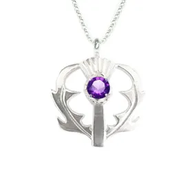 SCOTTISH THISTLE PENDANT WITH AMETHYST IN SILVER