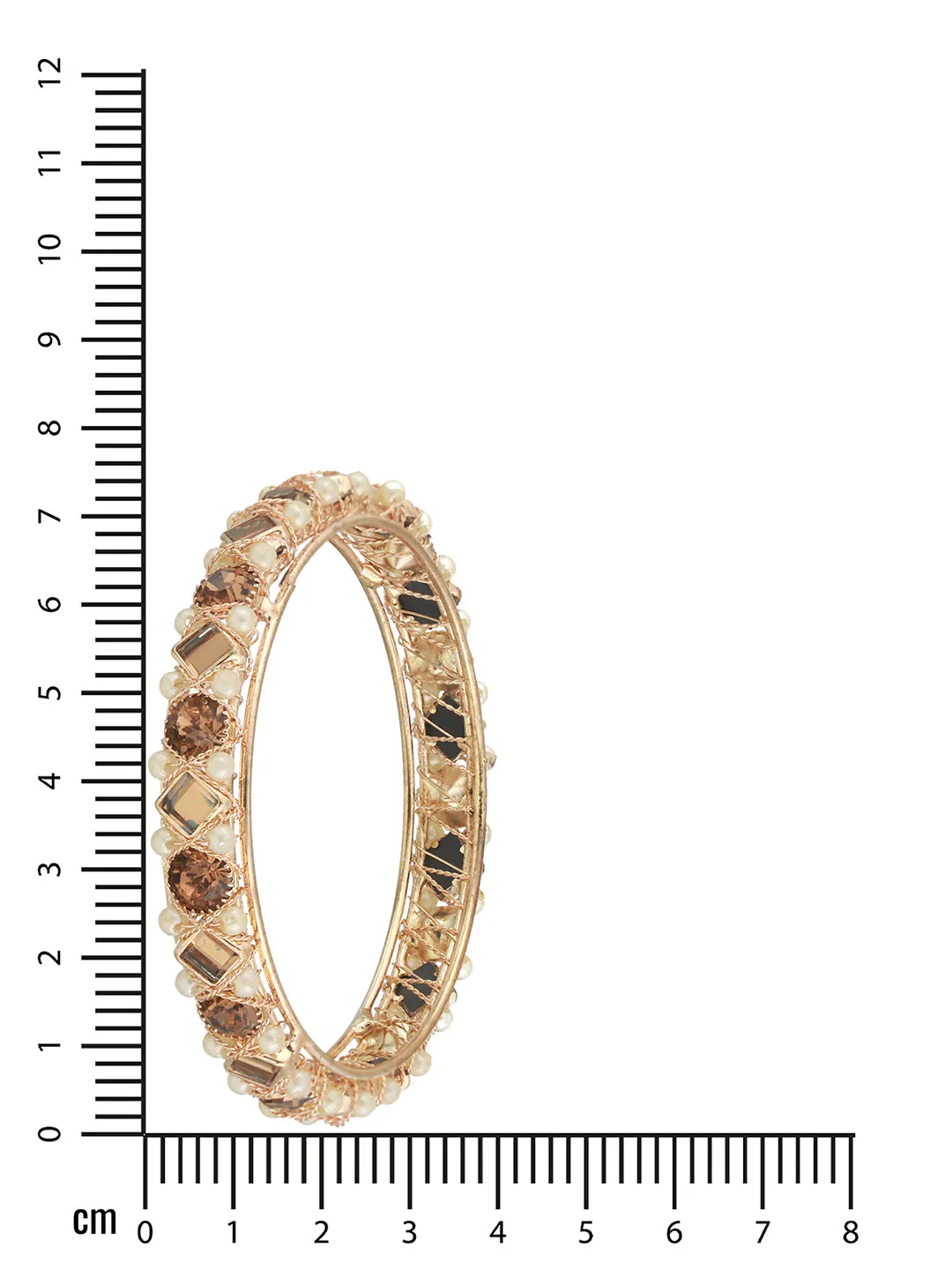 Set Of 2 Rose Gold-Plated Crystal Studded & Beaded Bangles