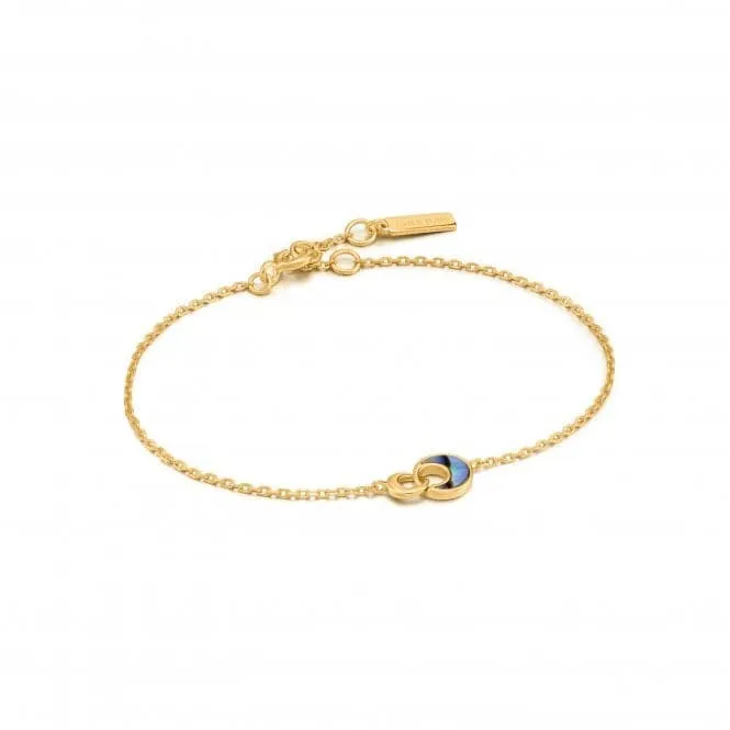 Shiny Gold Tidal Abalone Crescent Link Bracelet B027-03G