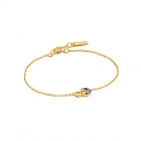 Shiny Gold Tidal Abalone Crescent Link Bracelet B027-03G