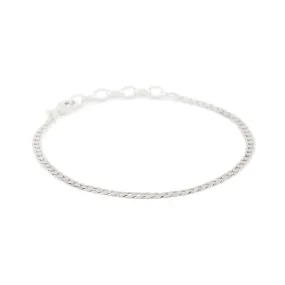 Silver Flat Cuban Chain Bracelet