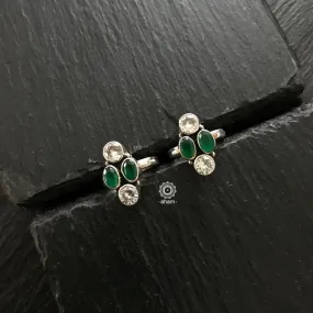Silver Green Stone Toe Ring