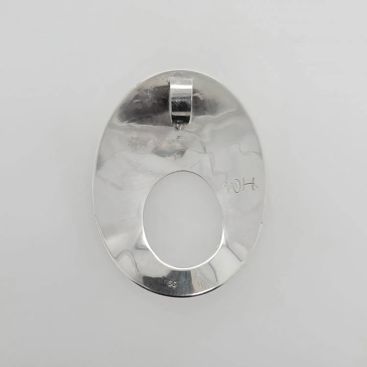 Silver Oval Raven Pendant