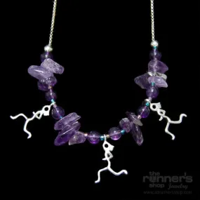 Silver "Atalanta" Runner Three w/Amethyst Necklace