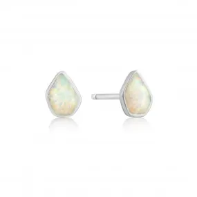 Silver Rhodium Plated Opal Colour Stud Earrings E014-03H