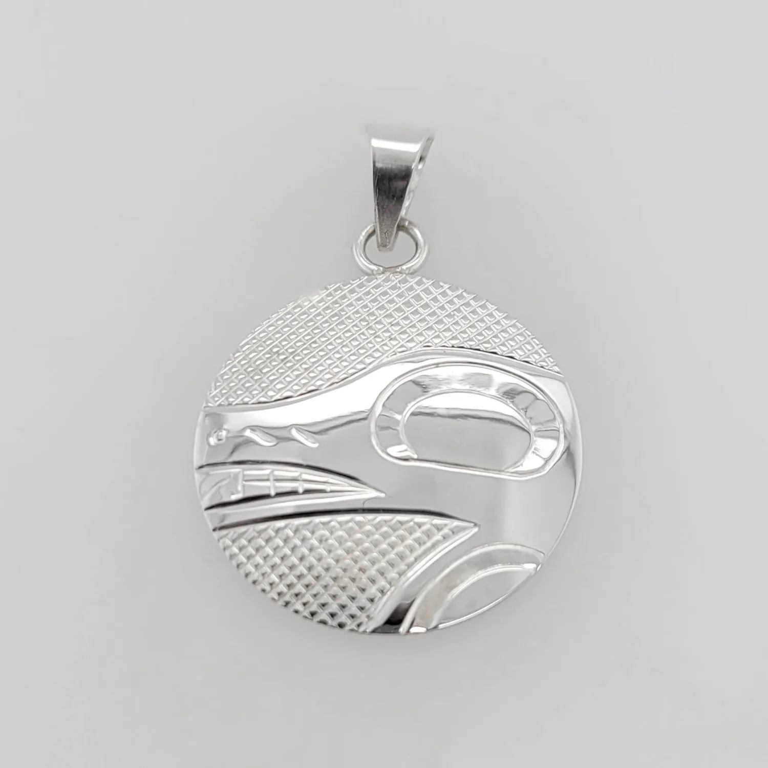 Silver Round Wolf Spirit Pendant