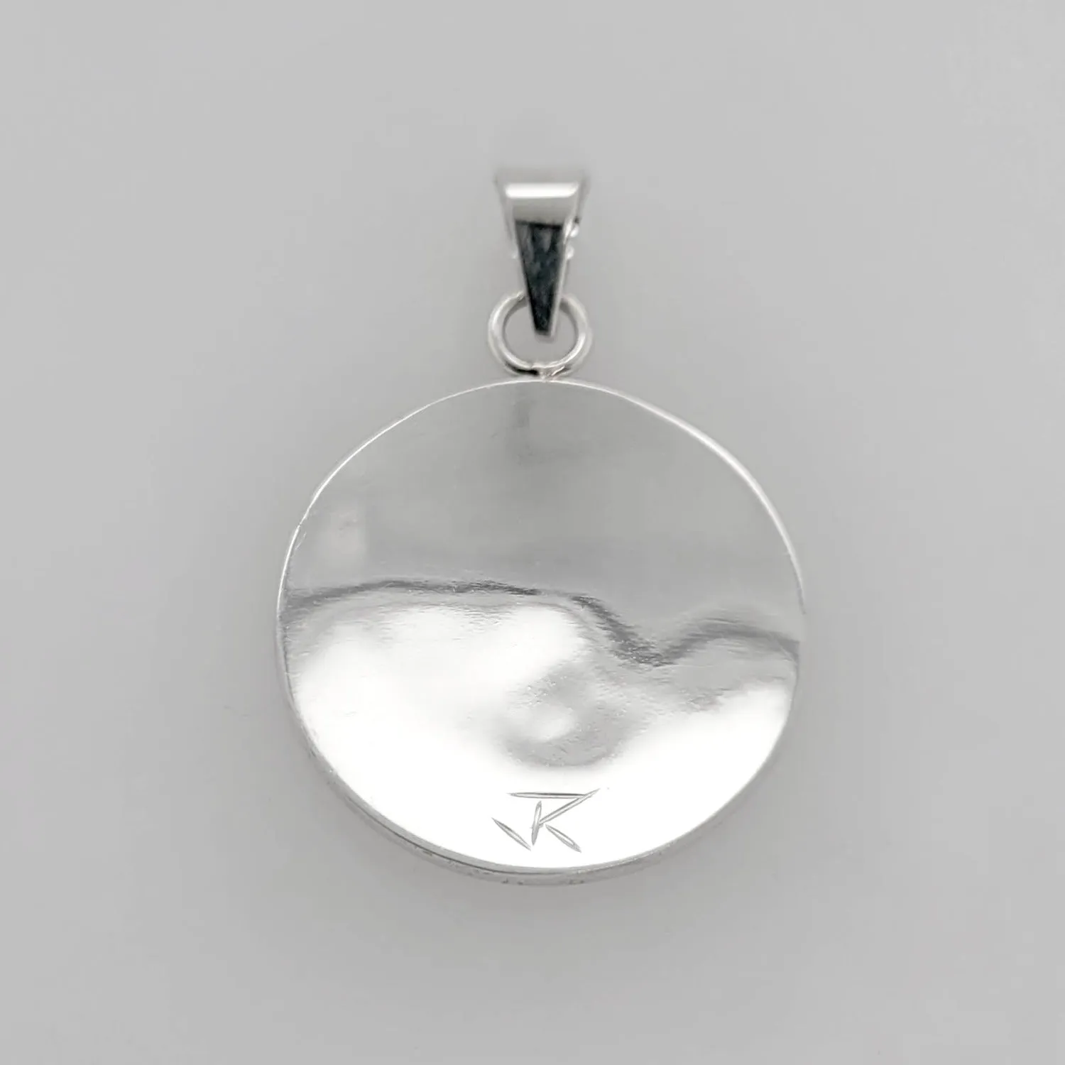 Silver Round Wolf Spirit Pendant