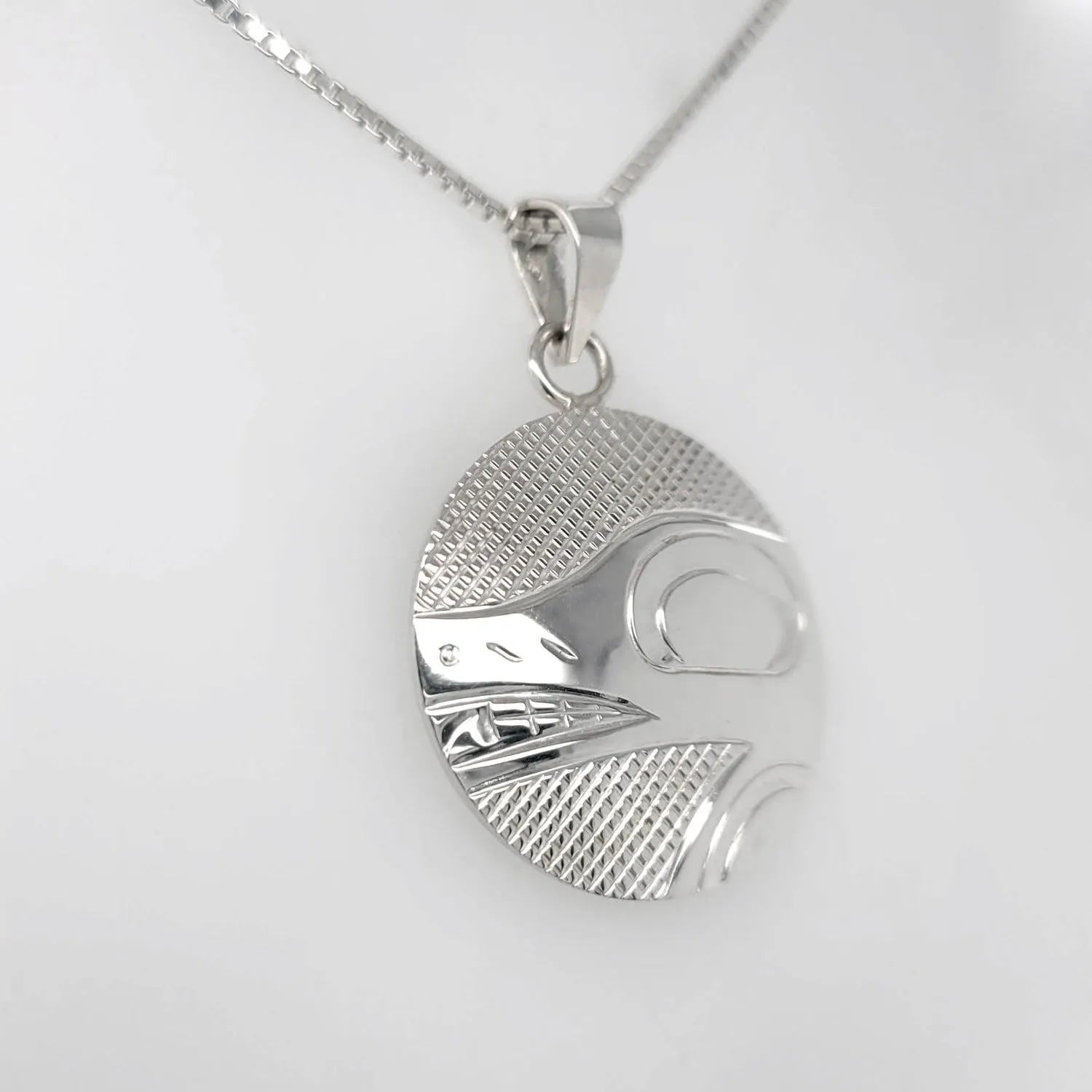 Silver Round Wolf Spirit Pendant