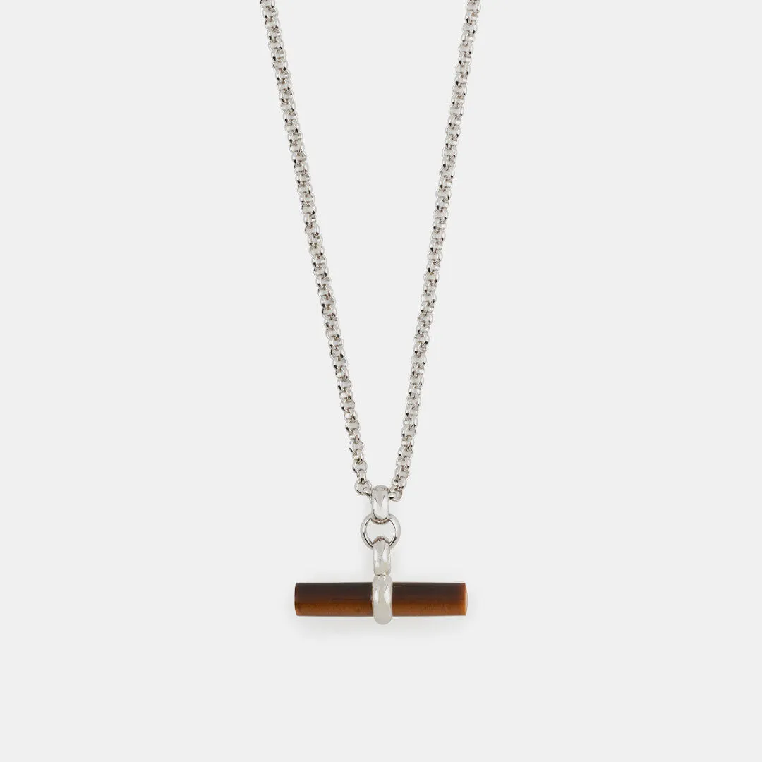 Silver Tigers Eye T-Bar Necklace