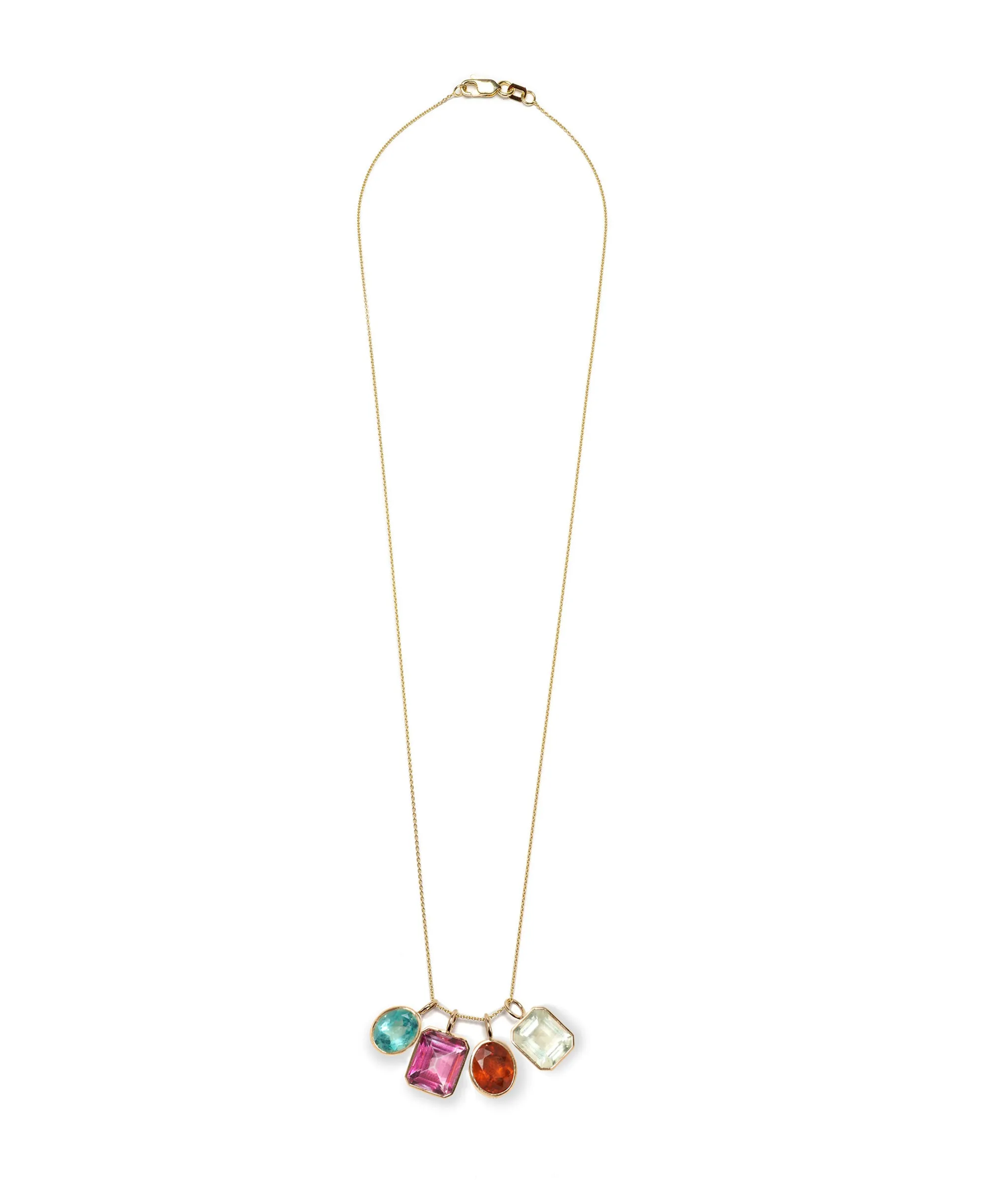 Singular Rectangle 14k Gold Necklace Charm in Green Amethyst