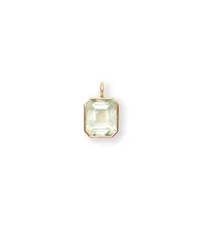 Singular Rectangle 14k Gold Necklace Charm in Green Amethyst