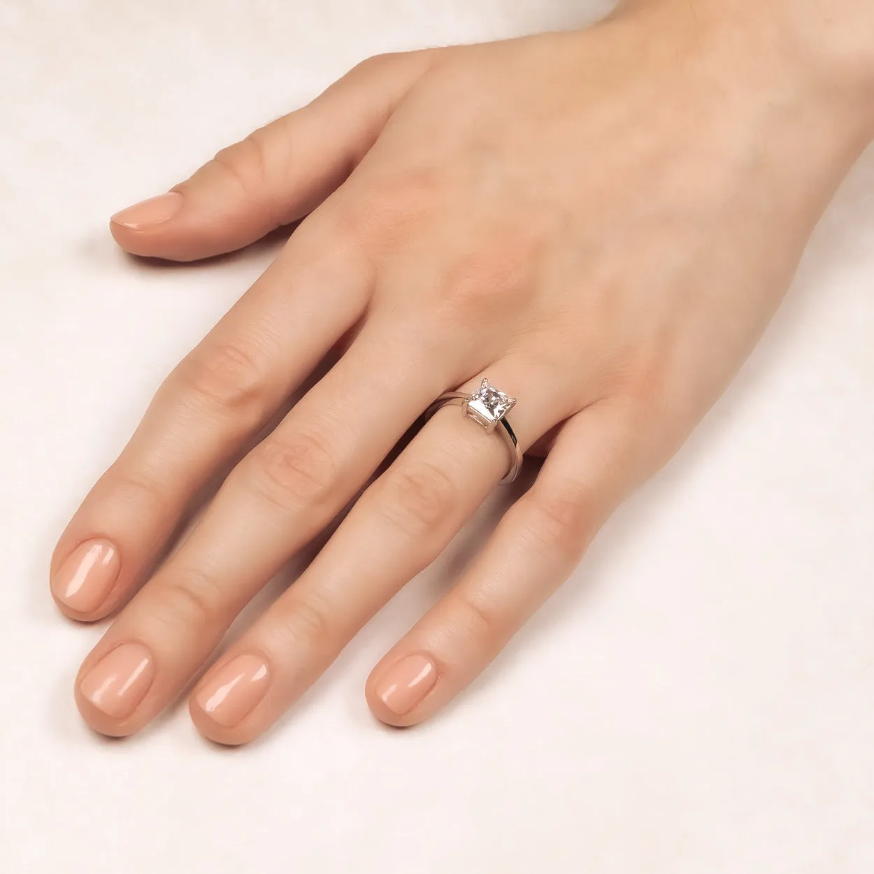 Solitaire Princess Cut Cubic Zirconia Ring