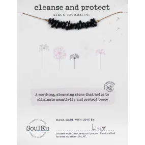 SoulKu - Black Tourmaline Seed Necklace to Cleanse & Protect - SEED10