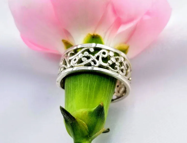 Sterling Filigree Cut Swirl Band