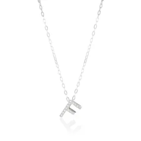 Sterling Silver Cubic Zirconia Initial "F" Pendant On 39 3 cm Chain