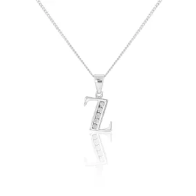 Sterling Silver Cubic Zirconia Initial "Z" Pendant