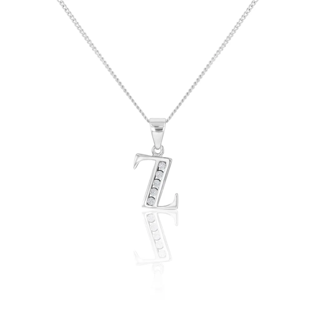 Sterling Silver Cubic Zirconia Initial "Z" Pendant