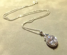 Sterling Silver Cubic Zirconia Pendant Necklace