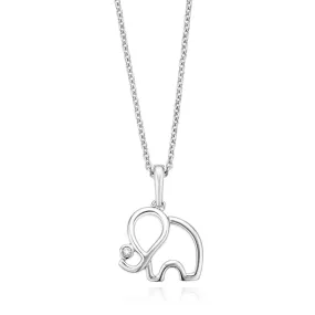 Sterling Silver Diamond Set Elephant Necklace Pendant