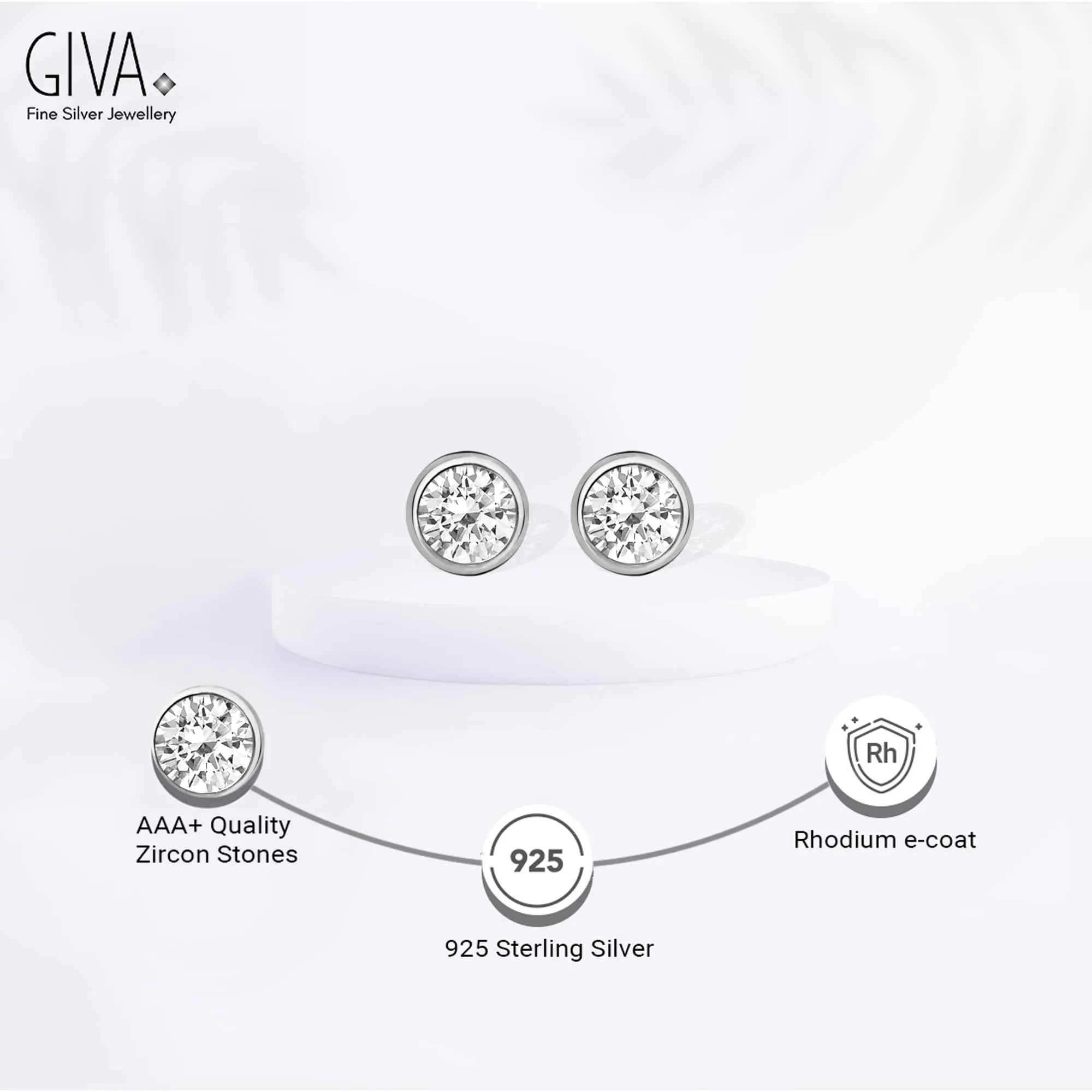 Sterling Silver Earrings For Women Hypoallergenic Zirconia Stone Stud Earrings