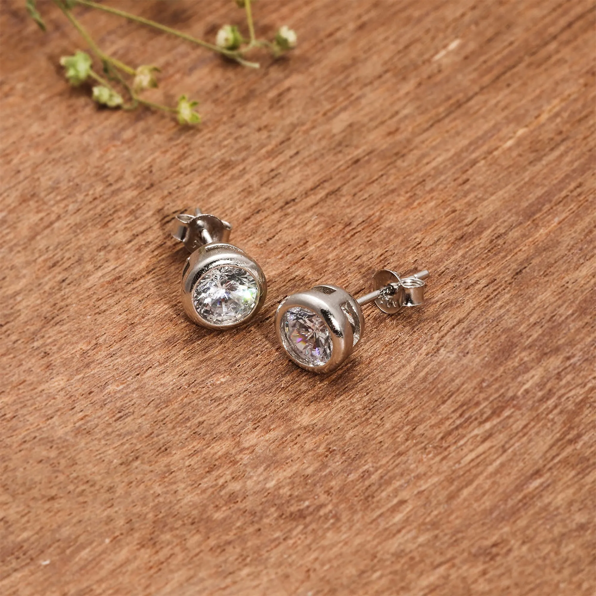 Sterling Silver Earrings For Women Hypoallergenic Zirconia Stone Stud Earrings